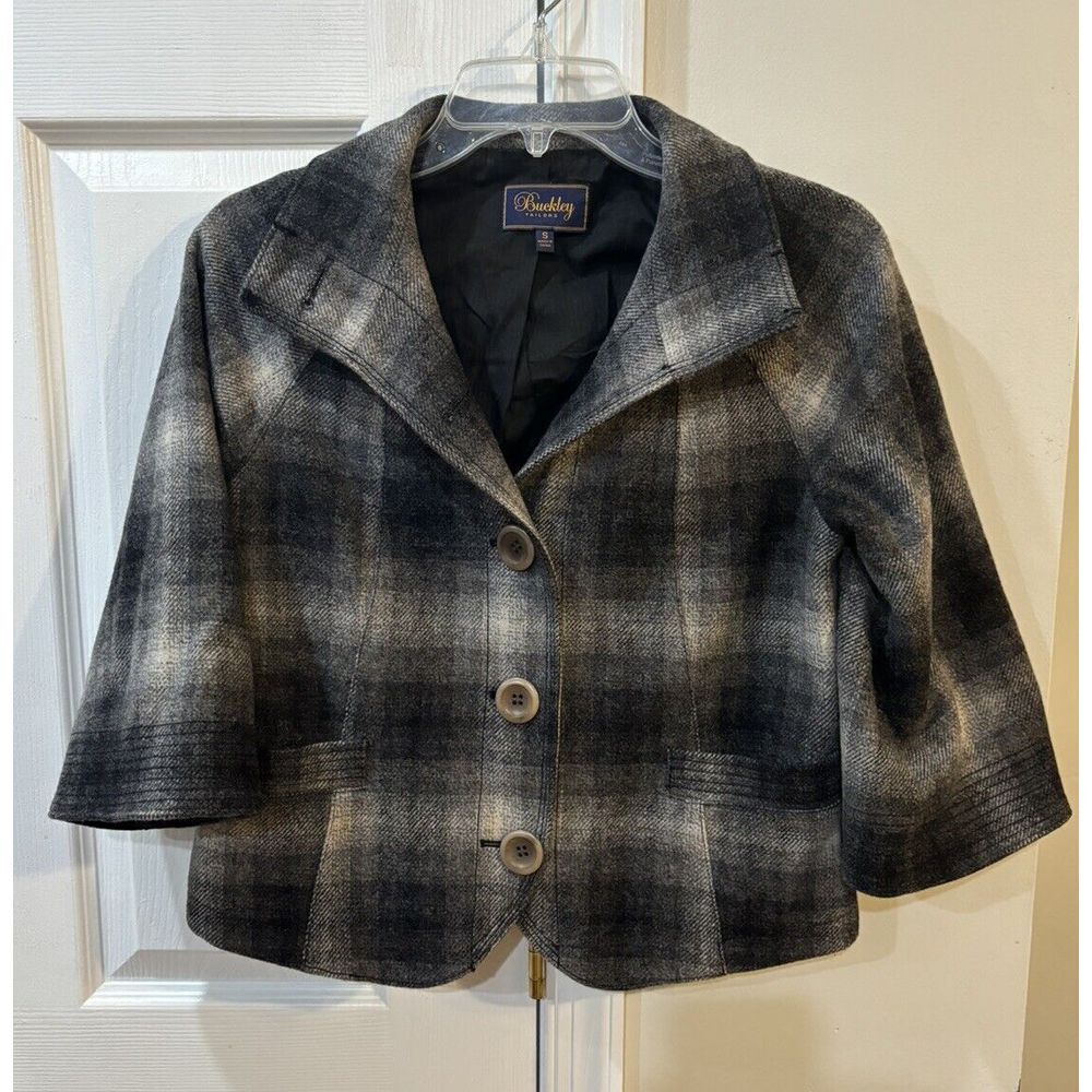 Buckley Tailors Women's Sz S Jacket Wool Blend Cropped Button Down